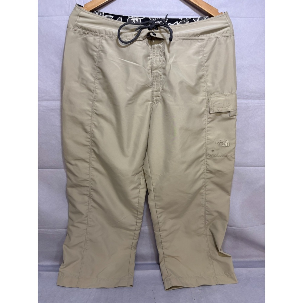 The North Face Womens Cropped Cargo Pants Khaki Beige Drawstring Outdoor 12 Nice